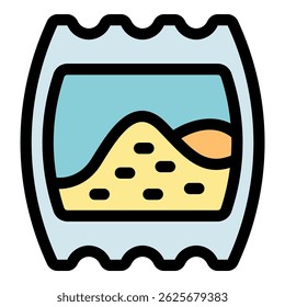 Colorful vector of a desert scene on a stylized postage stamp