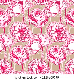 colorful vector design flower art painting decoration wallpaper seamless pattern garden peony