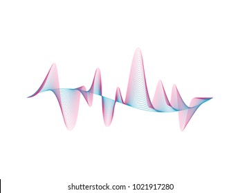 colorful vector design illustration of dynamic sound wave, radio frequency modulation, random sound wave, amplitude wave, vibration, signal, pulse