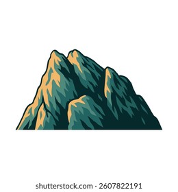 Colorful vector design illustration of a mountain with a white background