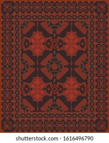 Colorful vector design for rug, carpet. Persian rug, towel, textile. Geometric  backdrop. Rug template.