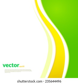 Colorful vector design template with copy space. Curve background. Yellow, green, white colors