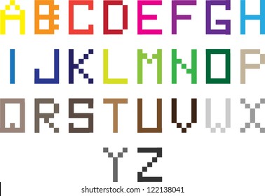 colorful vector digital set of alphabet letters isolated on white background
