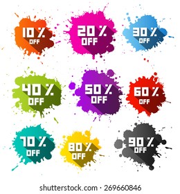 Colorful Vector Discount Sale Blots - Splashes Set