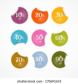 Colorful Vector Discount Stickers, Labels 