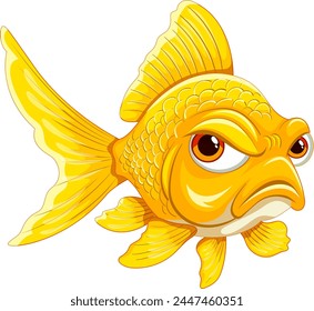 Colorful vector of a displeased cartoon goldfish