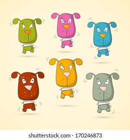 Colorful Vector Dogs Set