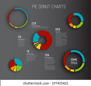 Colorful Vector Donut Pie Chart Templates For Your Reports, Infographics, Posters And Websites