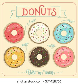 Colorful vector donuts