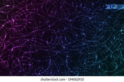 Colorful vector doodles background. Hand-drawn dark illustration.