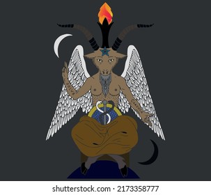 colorful vector drawing of baphomet