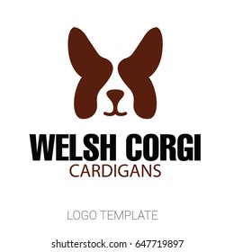 Colorful vector drawing of dog head of Welsh Corgi breed