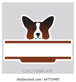 Colorful vector drawing of dog head of Welsh Corgi breed