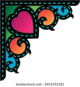 colorful vector drawing of heart arabesque