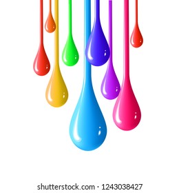 Colorful vector drops of paint on white background. Vector illustration for your graphic design. 