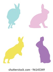 Colorful Vector Easter Bunny Rabbits