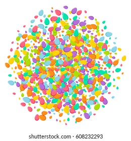 Colorful vector Easter eggs confetti isolated on white background.