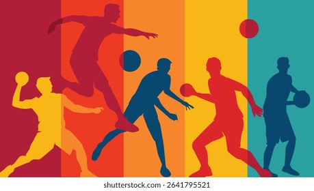 Colorful vector editable dodgeball player in action best for any graphic background