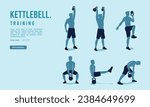 Colorful vector editable kettle bell exercise for any graphic background