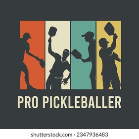 Colorful vector editable pickleball player poses for any graphic background	