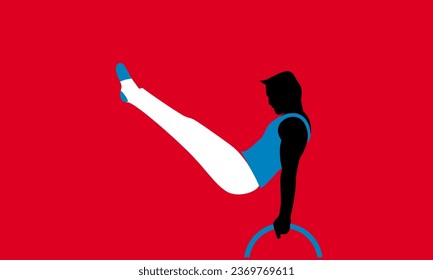 Colorful vector editable pommel horse gymnast for any graphic background	