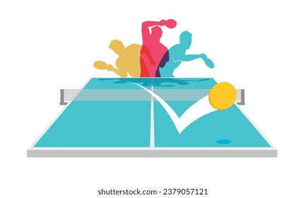 Colorful vector editable table tennis pingpong player poses for any graphic background