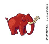 Colorful vector element of extinct mammoth animal isolated on white background