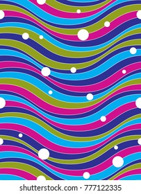 Colorful vector endless pattern created with thin undulate stripes, seamless netting composition. Continuous interlace texture can be used as website background and as wrapping paper.