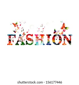 Colorful vector fashion background with butterflies.