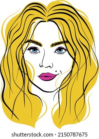 Colorful vector fashion woman portrait Beautiful illustration