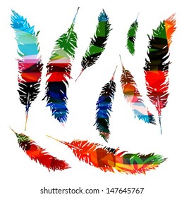 Colorful vector feather pattern