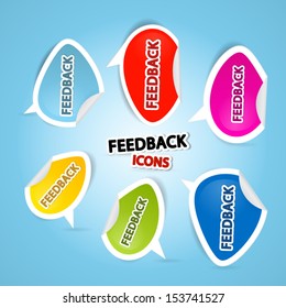 Colorful Vector Feedback Icons on Blue Background