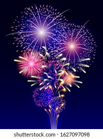 Colorful vector firework on dark blue background