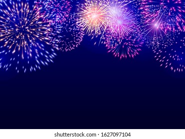 Colorful vector firework on dark blue background