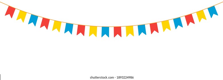 Colorful vector flag. Birthday, party and holiday decoration elements flags