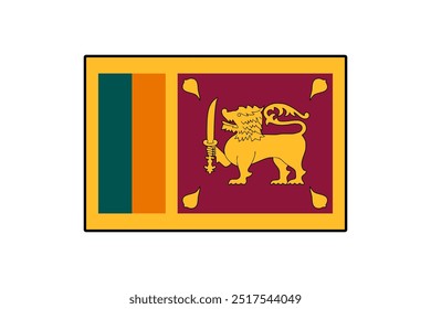 The colorful vector flag of Sri Lanka showcases its rich cultural heritage, featuring a lion holding a sword against a vibrant background, symbolizing strength and unity.