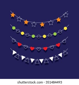 Colorful Vector Flags Garlands for Your Holiday card 