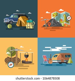 Colorful vector flat banner set. Quality design illustrations, elements and concept.
