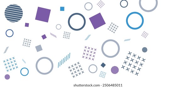 Colorful vector flat minimalist geometric memphis style banner. For presentation background, banner, background, poster, certificate, annual report, cover