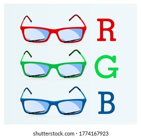 Colorful vector flat sunglasses eye wear set collection. Glasses with windshields 