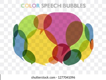 Colorful vector flat transparent speech bubbles