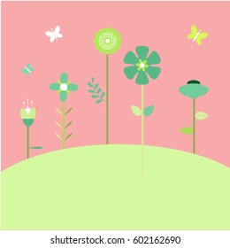 Colorful vector floral  backdrop. Flat style.