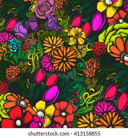 Colorful vector floral background for design projects 