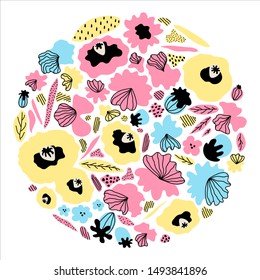 Colorful Vector Floral Composition with Decorative Flowers