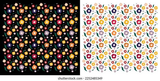 Colorful vector floral pattern. Design for wallpaper, wrapping paper, background, fabric vector seamless pattern with colorful flowers.