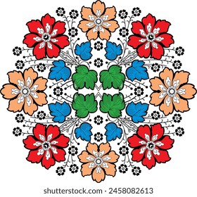 colorful vector floral round design.