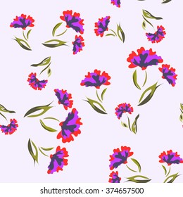 Colorful vector floral seamless pattern with fantasy blooming flowers