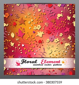 Colorful vector floral seamless pattern mock up with different flower elements