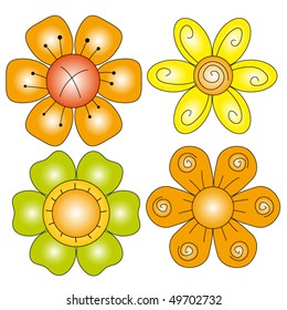 Colorful vector flower collection