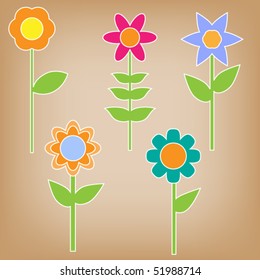 Colorful vector flower collection